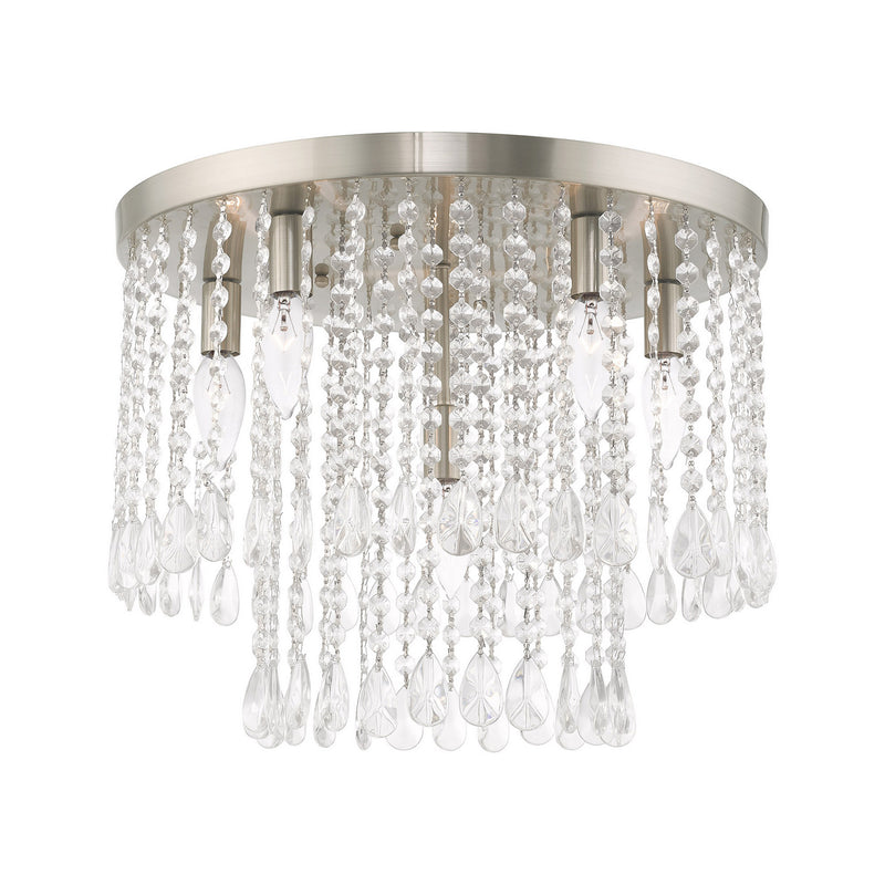 Livex Lighting 51069-91 Six Light Ceiling Mount, Brushed Nickel