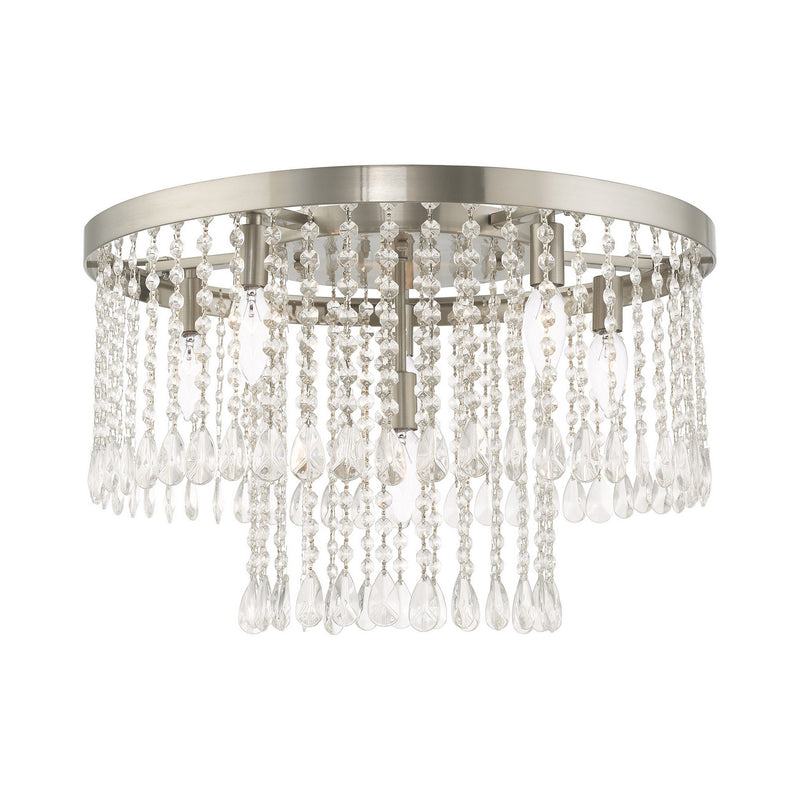 Livex Lighting 51070-91 Six Light Ceiling Mount, Brushed Nickel