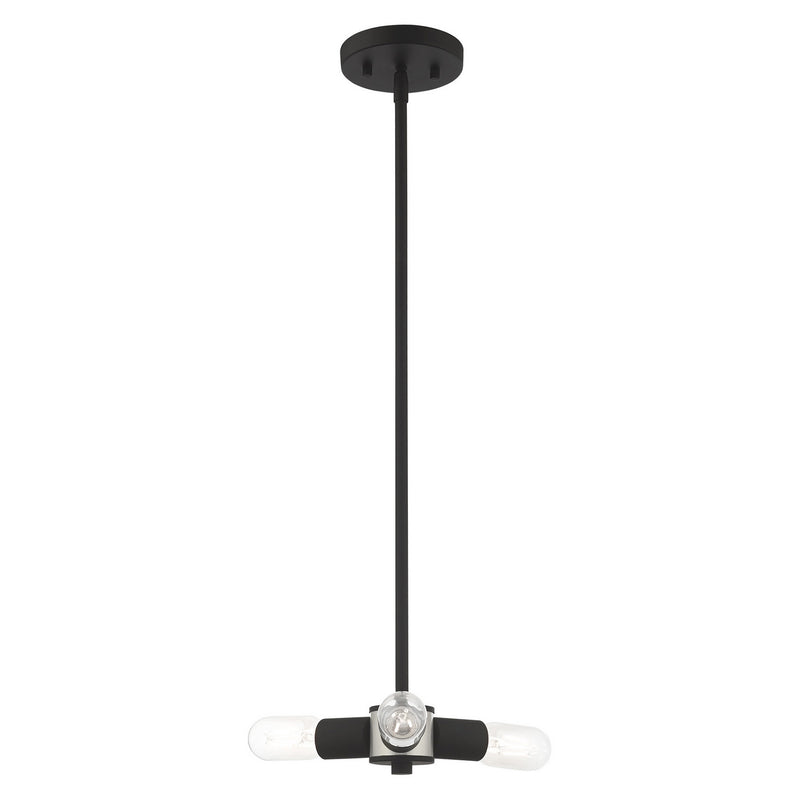 Livex Lighting 51133-04 Three Light Mini Chandelier, Black w/ Brushed Nickels