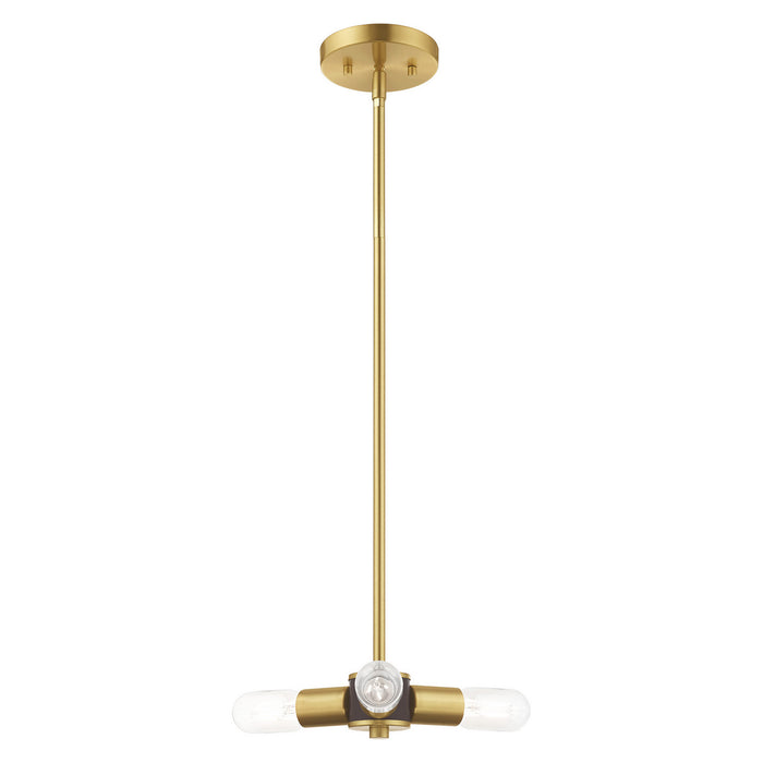 Livex Lighting 51133-12 Three Light Mini Chandelier, Satin Brass w/ Bronzes