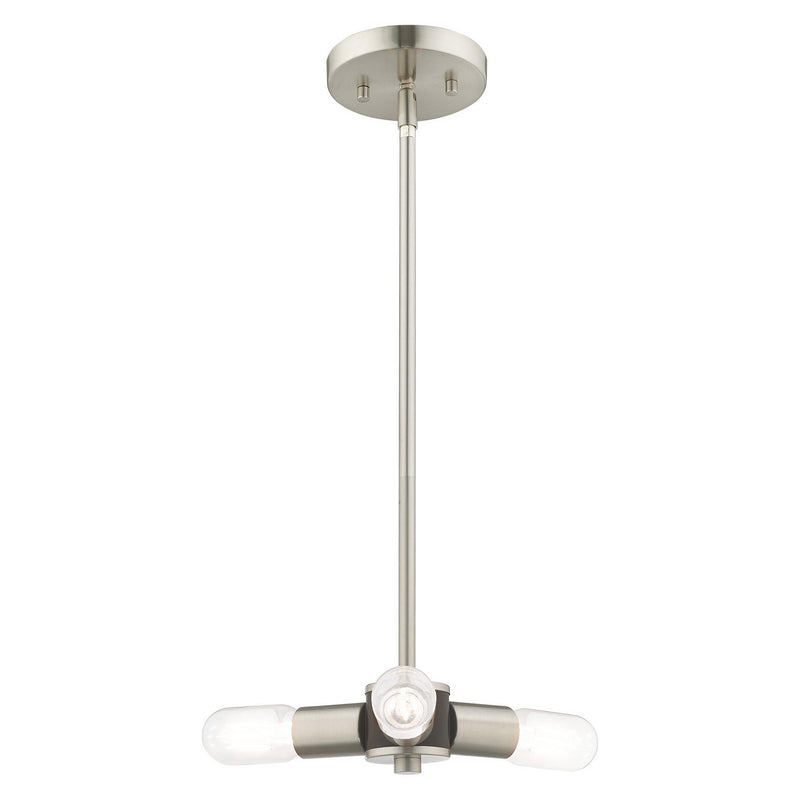 Livex Lighting 51133-91 Three Light Mini Chandelier, Brushed Nickel w/ Bronzes