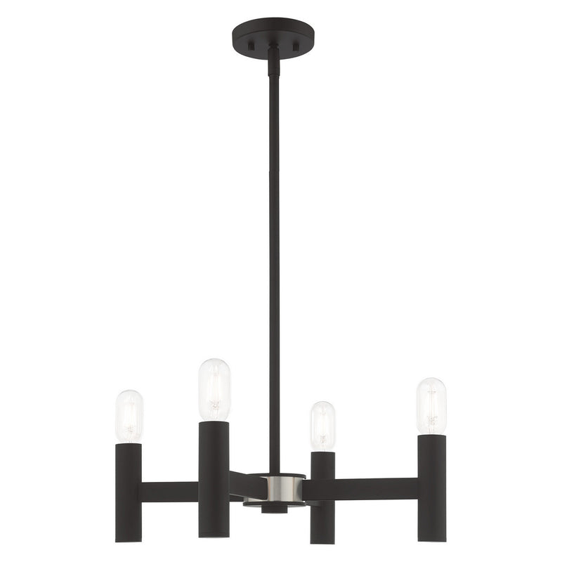 Livex Lighting 51134-04 Four Light Mini Chandelier, Black w/ Brushed Nickels