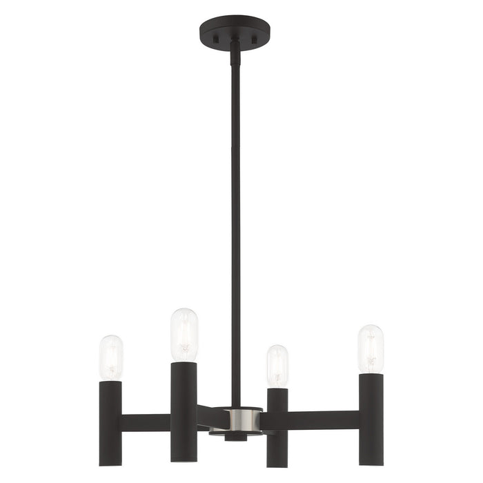 Livex Lighting 51134-04 Four Light Mini Chandelier, Black w/ Brushed Nickels