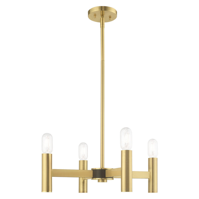 Livex Lighting 51134-12 Four Light Mini Chandelier, Satin Brass w/ Bronzes