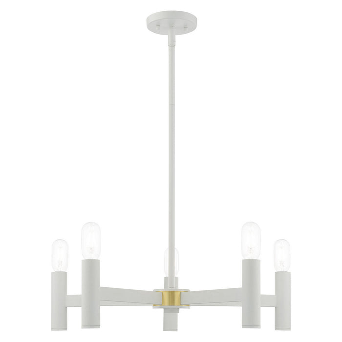 Livex Lighting 51135-03 Five Light Chandelier, White w/ Satin Brasss