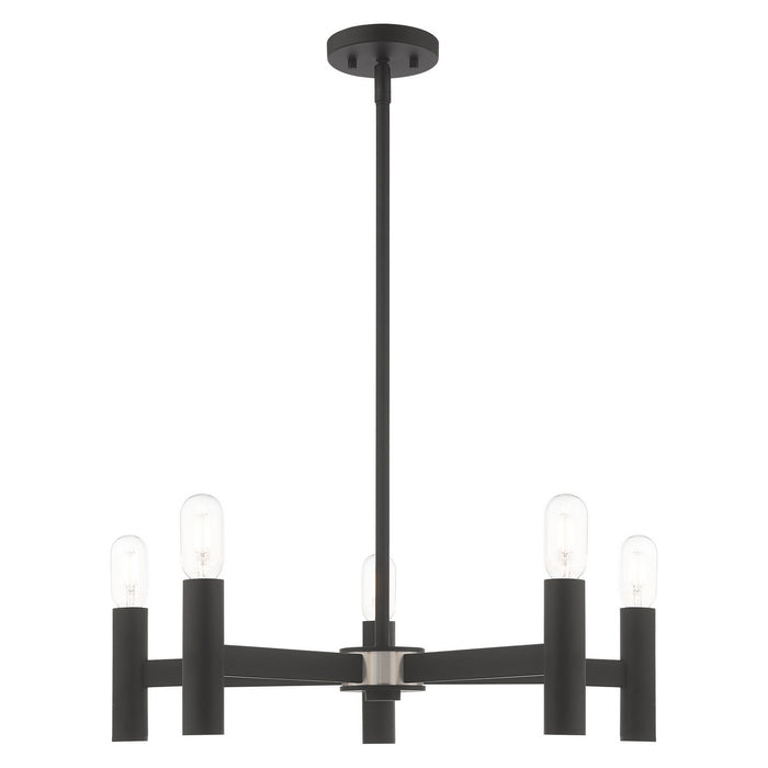 Livex Lighting 51135-04 Five Light Chandelier, Black w/ Brushed Nickels