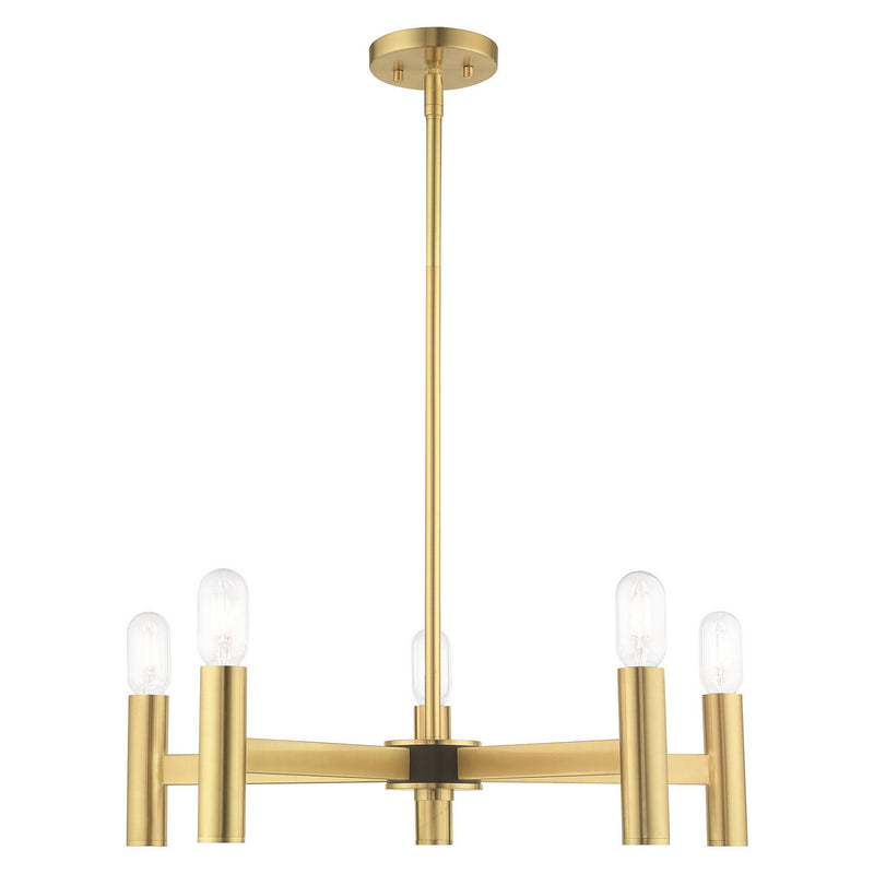 Livex Lighting 51135-12 Five Light Chandelier, Satin Brass w/ Bronzes