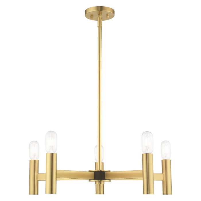 Livex Lighting 51135-12 Five Light Chandelier, Satin Brass w/ Bronzes