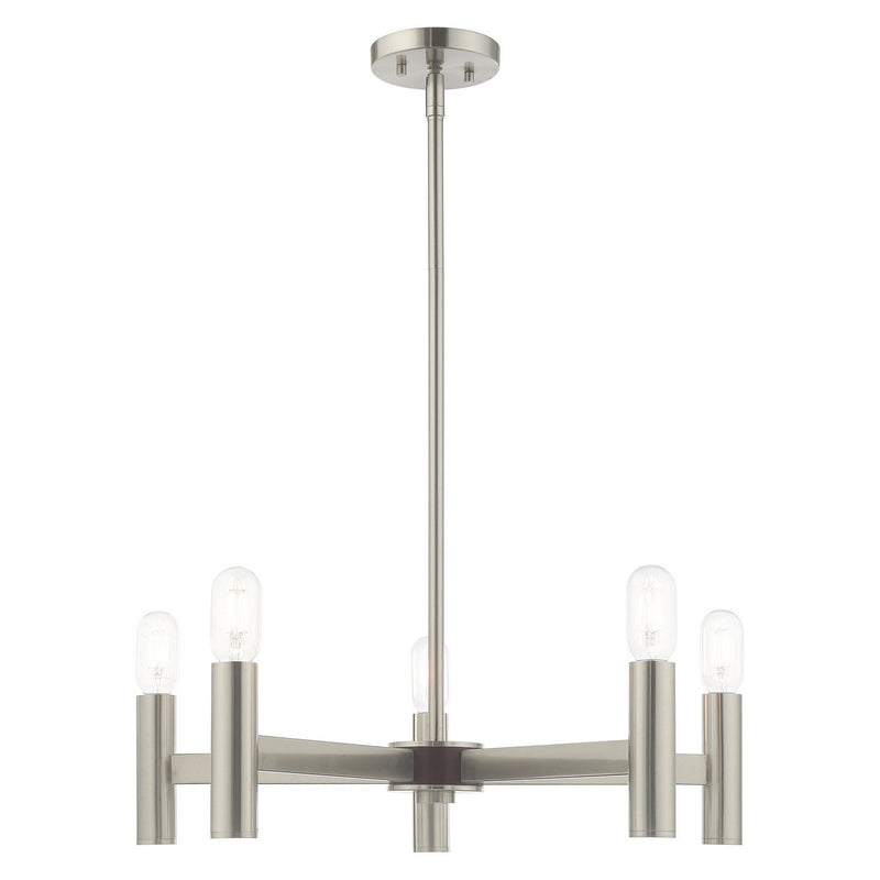 Livex Lighting 51135-91 Five Light Chandelier, Brushed Nickel w/ Bronzes