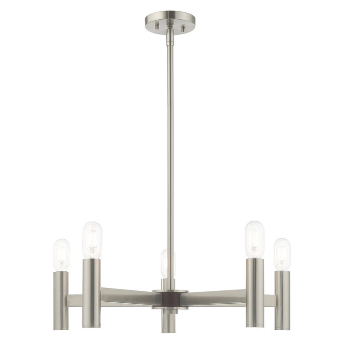 Livex Lighting 51135-91 Five Light Chandelier, Brushed Nickel w/ Bronzes