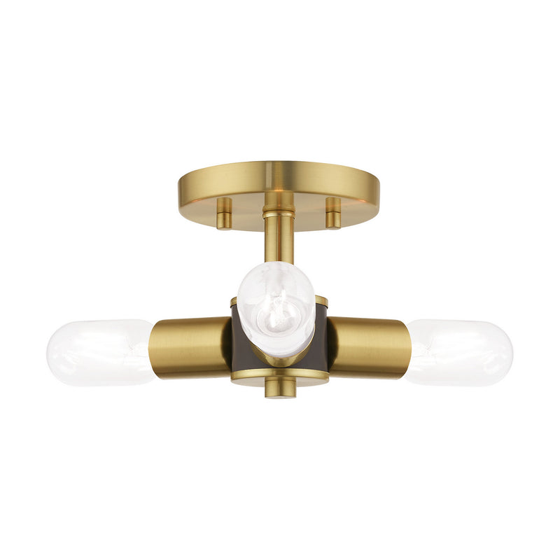 Livex Lighting 51137-12 Three Light Ceiling Mount, Satin Brass w/ Bronzes