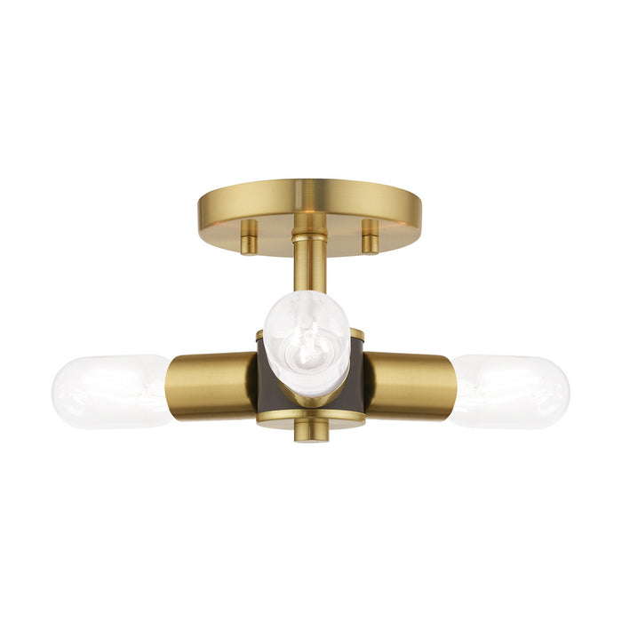 Livex Lighting 51137-12 Three Light Ceiling Mount, Satin Brass w/ Bronzes