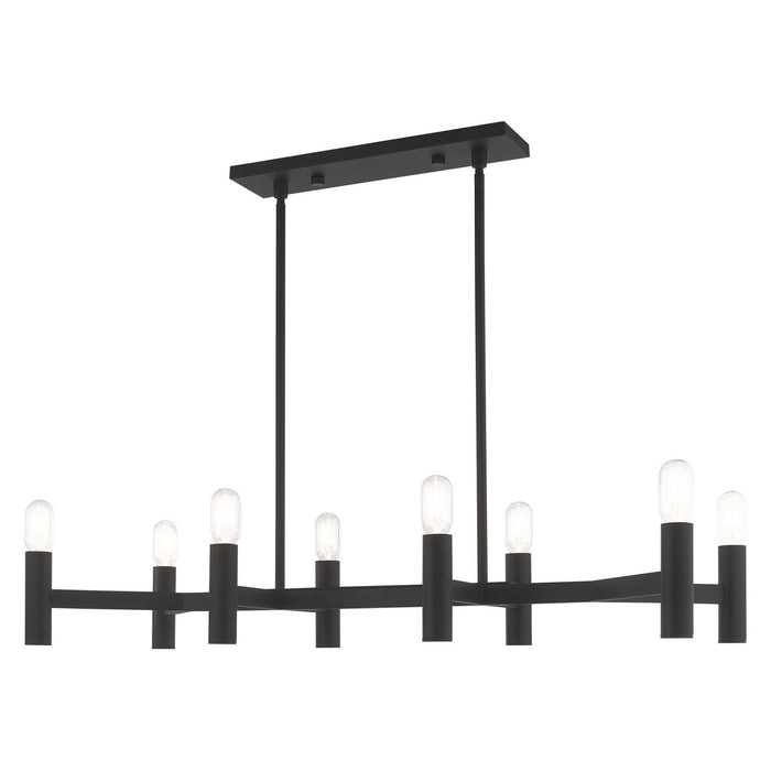 Livex Lighting 51138-04 Eight Light Linear Chandelier, Black