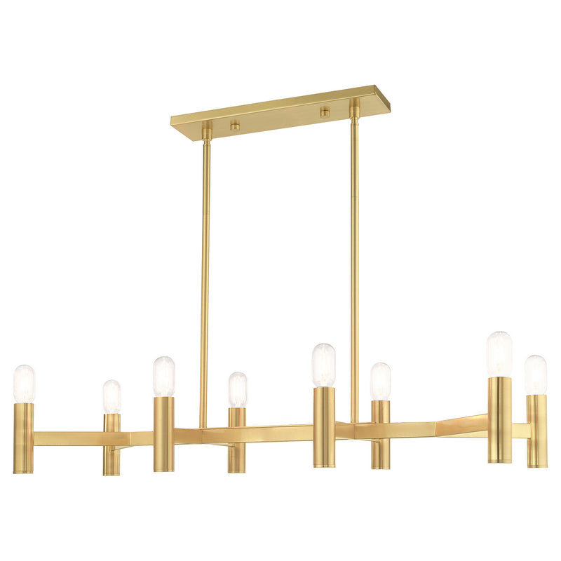 Livex Lighting 51138-12 Eight Light Linear Chandelier, Satin Brass