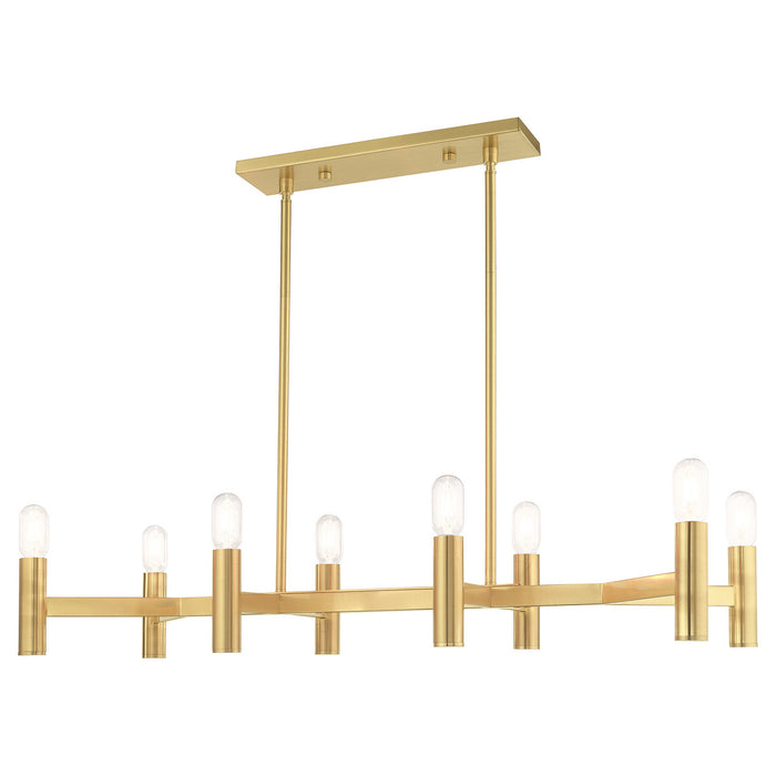 Livex Lighting 51138-12 Eight Light Linear Chandelier, Satin Brass