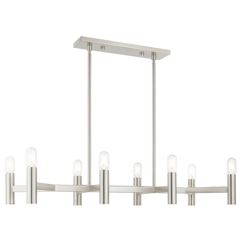 Livex Lighting 51138-91 Eight Light Linear Chandelier, Brushed Nickel