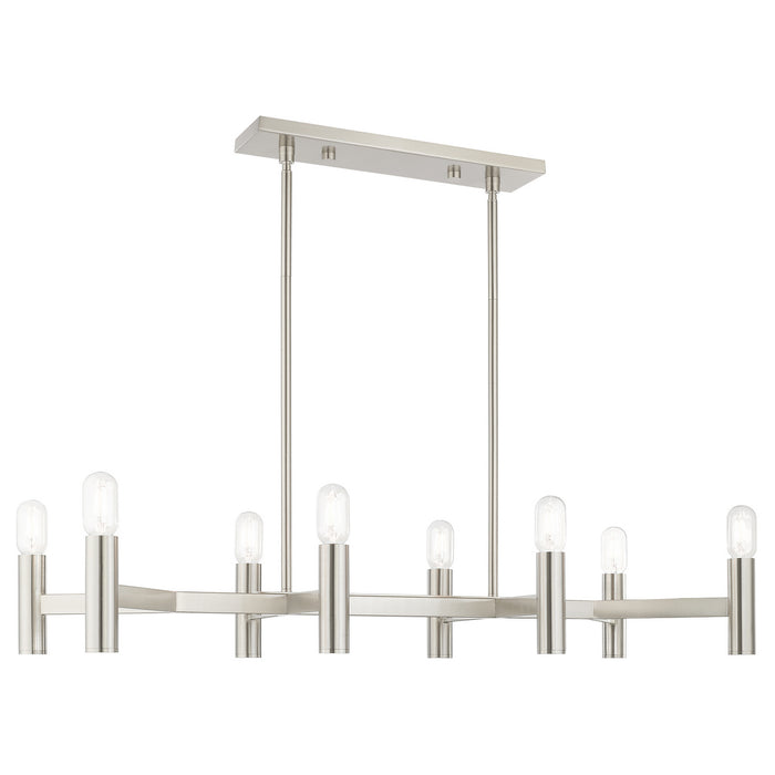 Livex Lighting 51138-91 Eight Light Linear Chandelier, Brushed Nickel