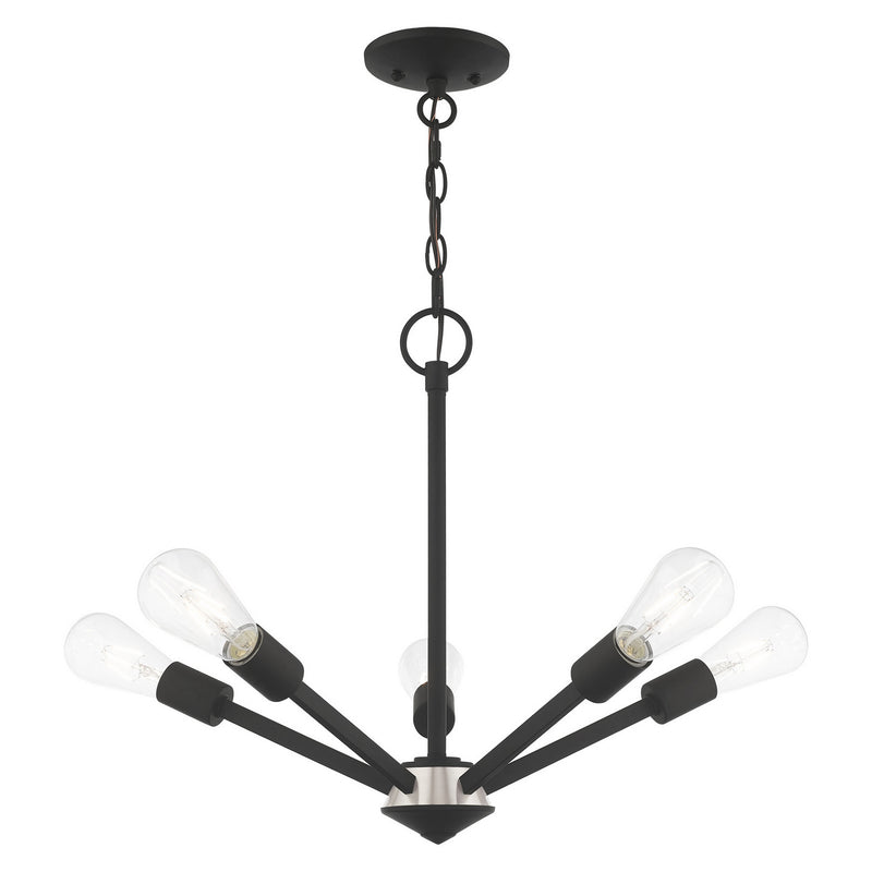Livex Lighting 51155-04 Five Light Chandelier, Black w/ Brushed Nickel