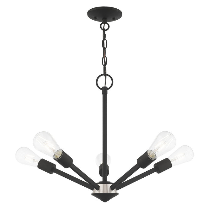 Livex Lighting 51155-04 Five Light Chandelier, Black w/ Brushed Nickel
