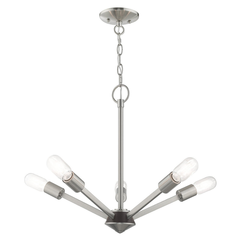 Livex Lighting 51155-91 Five Light Chandelier, Brushed Nickel w/ Black