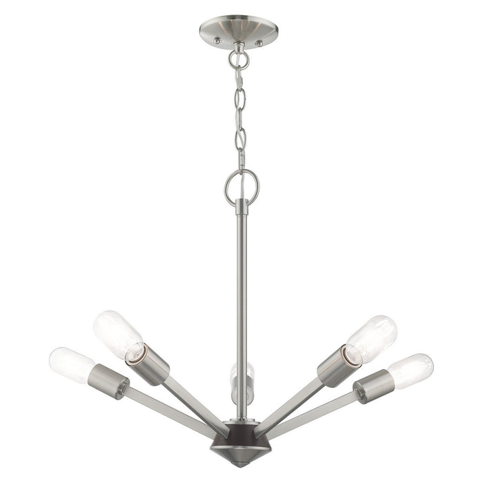 Livex Lighting 51155-91 Five Light Chandelier, Brushed Nickel w/ Black