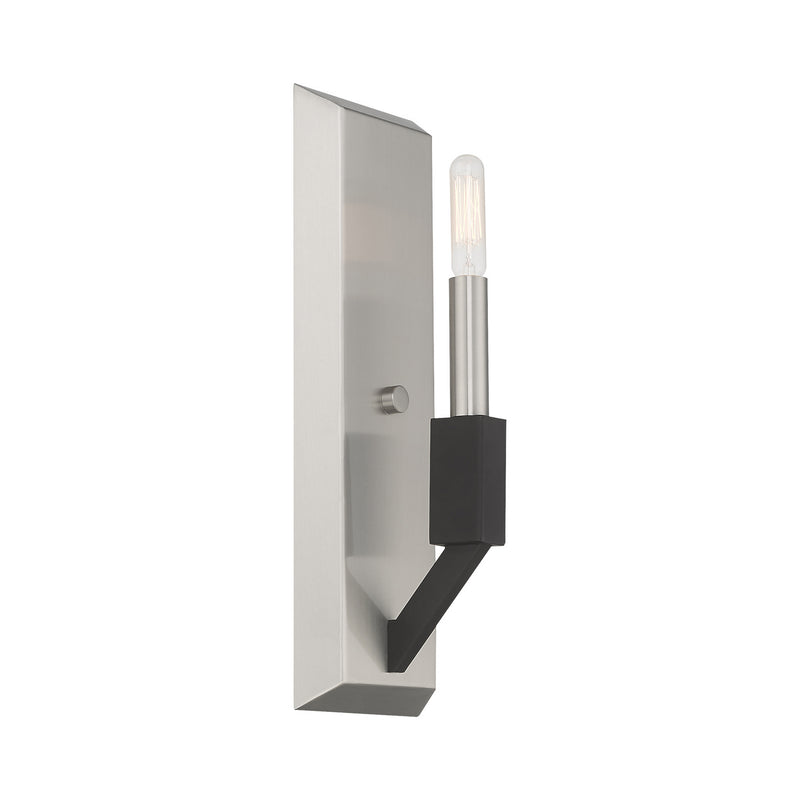 Livex Lighting 51161-91 One Light Wall Sconce, Brushed Nickel & Black