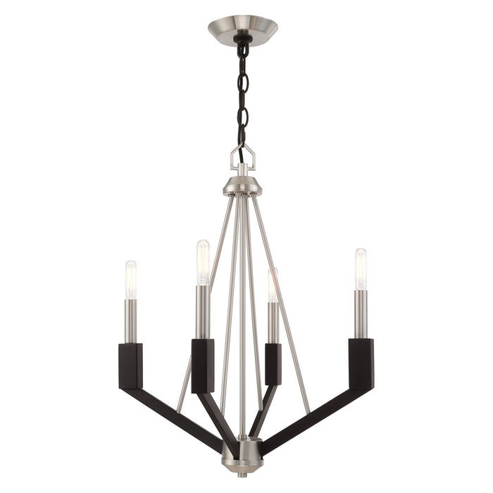 Livex Lighting 51164-91 Four Light Mini Chandelier, Brushed Nickel & Black