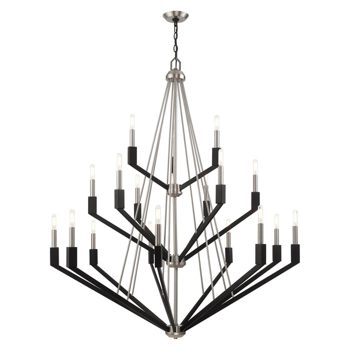 Livex Lighting 51169-91 18 Light Foyer Chandelier, Brushed Nickel & Black