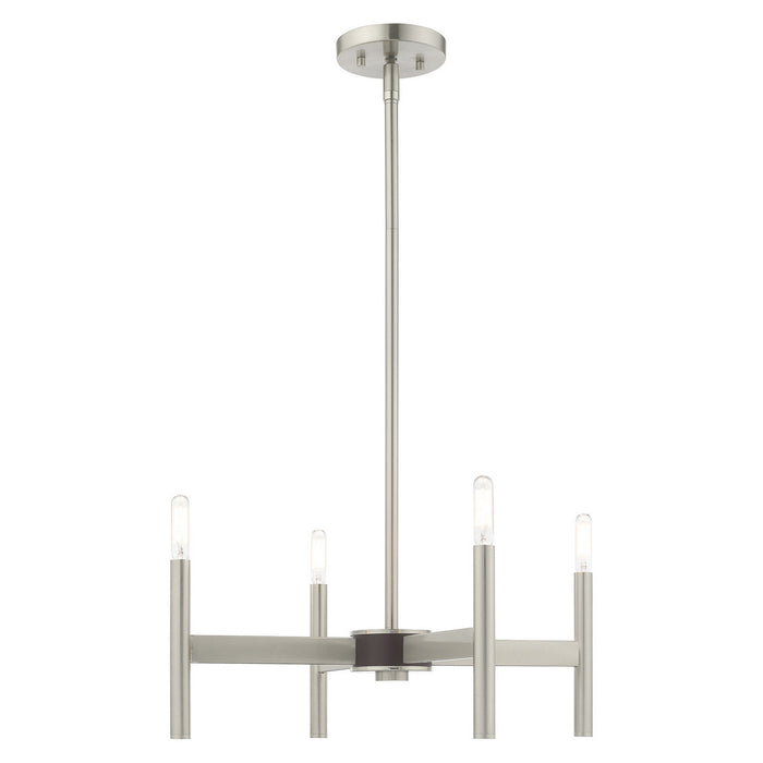 Livex Lighting 51174-91 Four Light Mini Chandelier, Brushed Nickel w/ Bronzes