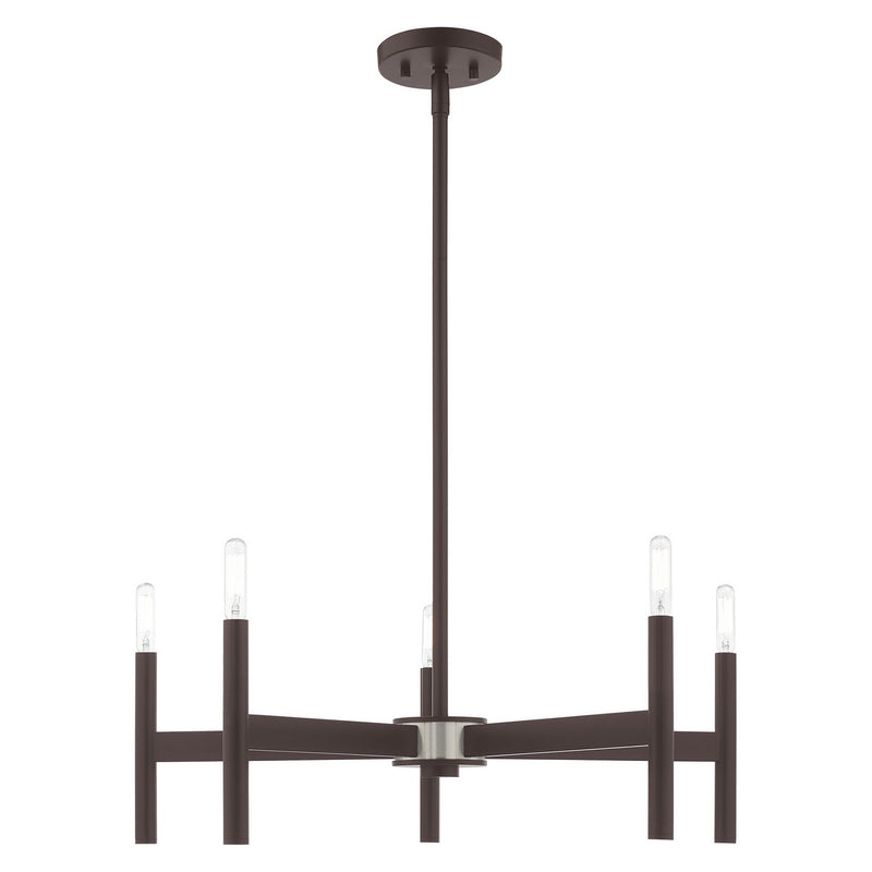 Livex Lighting 51175-07 Five Light Chandelier, Bronze w/ Brushed Nickels