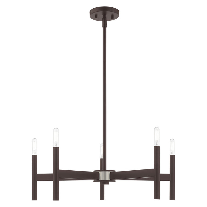 Livex Lighting 51175-07 Five Light Chandelier, Bronze w/ Brushed Nickels