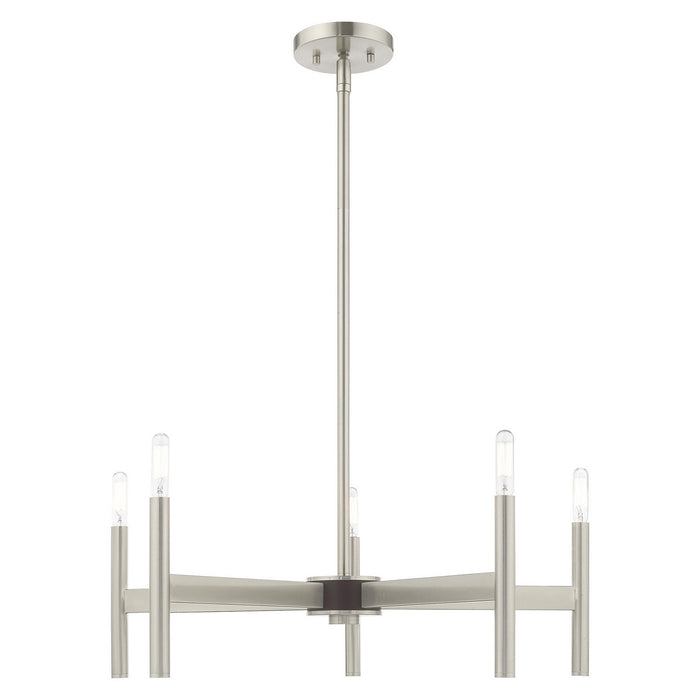 Livex Lighting 51175-91 Five Light Chandelier, Brushed Nickel w/ Bronzes