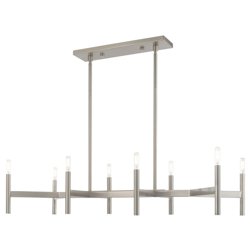 Livex Lighting 51178-91 Eight Light Linear Chandelier, Brushed Nickel