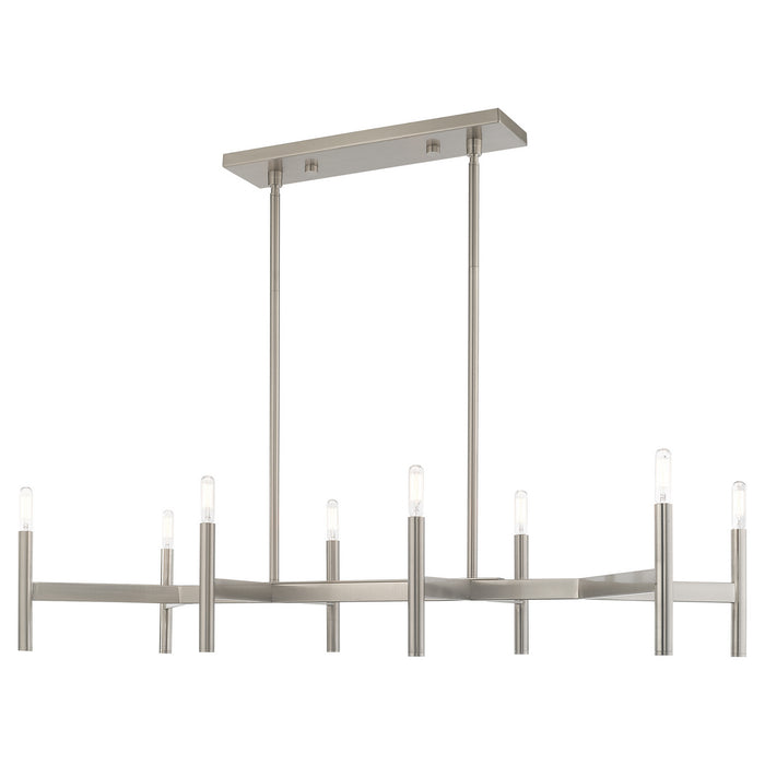 Livex Lighting 51178-91 Eight Light Linear Chandelier, Brushed Nickel