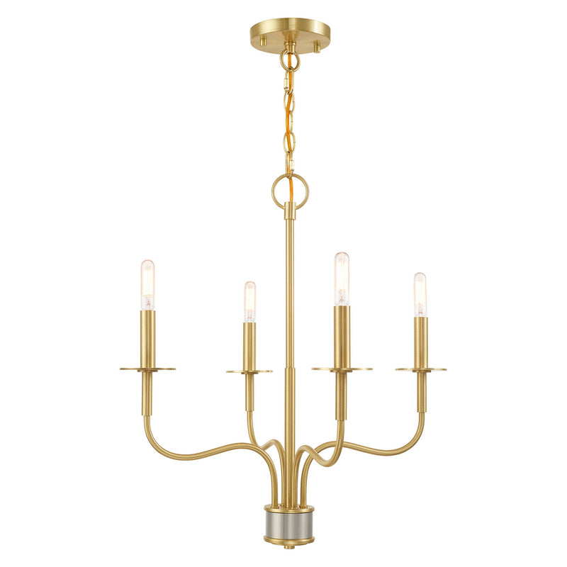 Livex Lighting 51324-12 Four Light Mini Chandelier, Satin Brass w/ Brushed Nickel