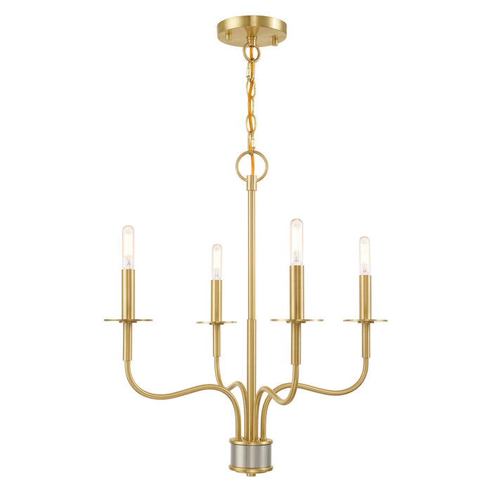 Livex Lighting 51324-12 Four Light Mini Chandelier, Satin Brass w/ Brushed Nickel