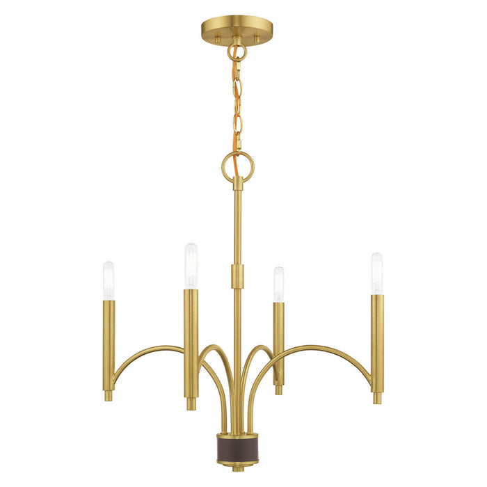 Livex Lighting 51334-12 Four Light Mini Chandelier, Satin Brass w/ Bronze