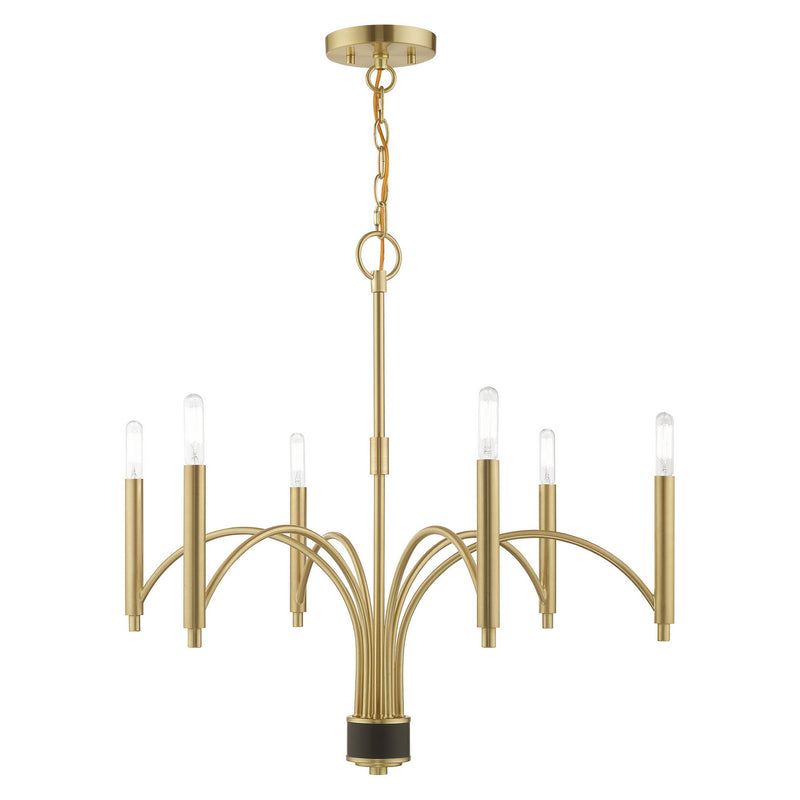 Livex Lighting 51336-12 Six Light Chandelier, Satin Brass w/ Bronze