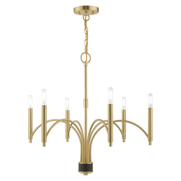 Livex Lighting 51336-12 Six Light Chandelier, Satin Brass w/ Bronze