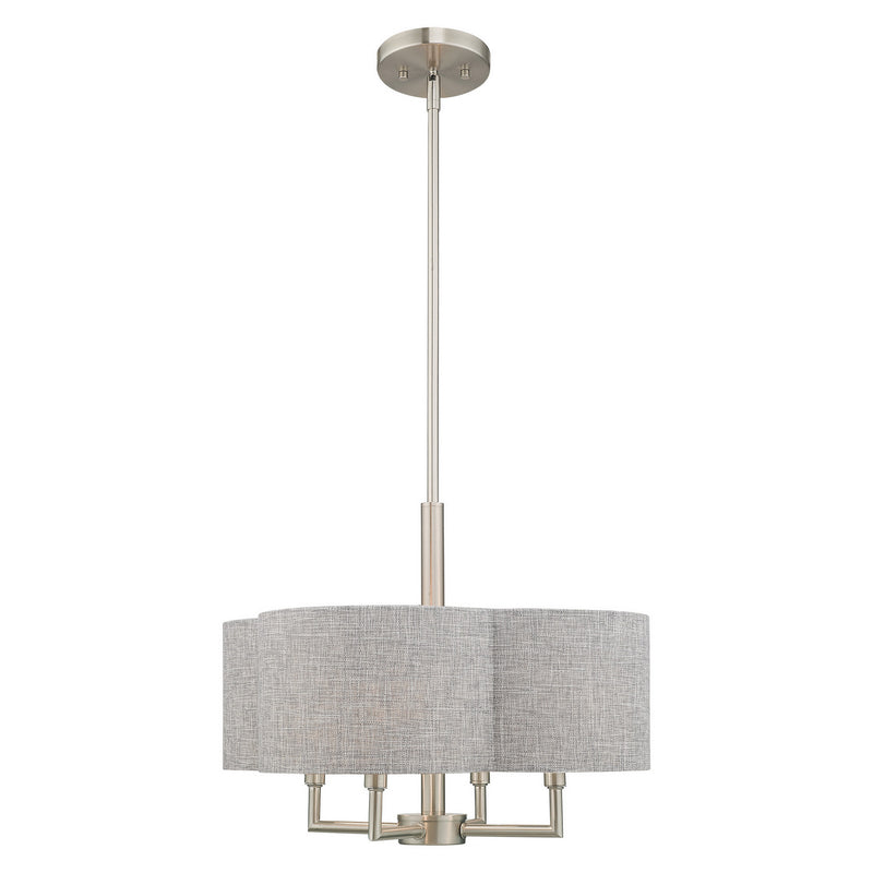 Livex Lighting 51364-91 Four Light Pendant, Brushed Nickel