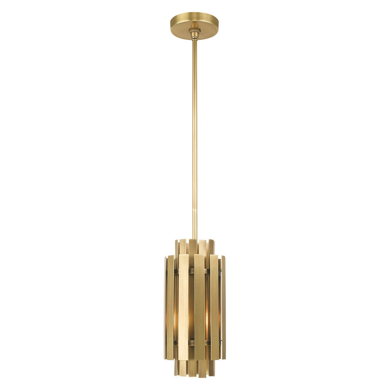 Livex Lighting 52040-08 One Light Mini Pendant, Natural Brass