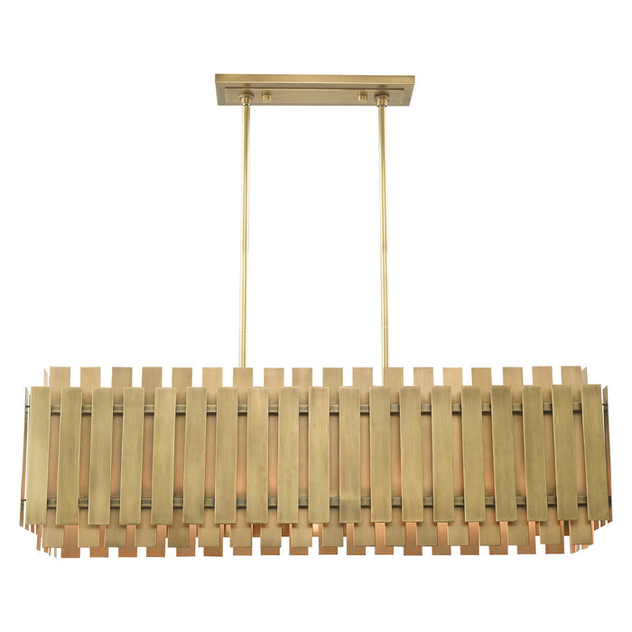 Livex Lighting 52045-08 Five Light Linear Chandelier, Natural Brass