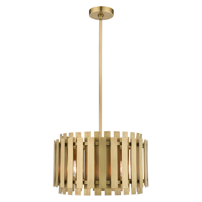 Livex Lighting 52048-08 Five Light Pendant, Natural Brass
