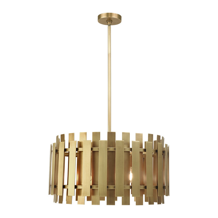 Livex Lighting 52049-08 Six Light Chandelier, Natural Brass
