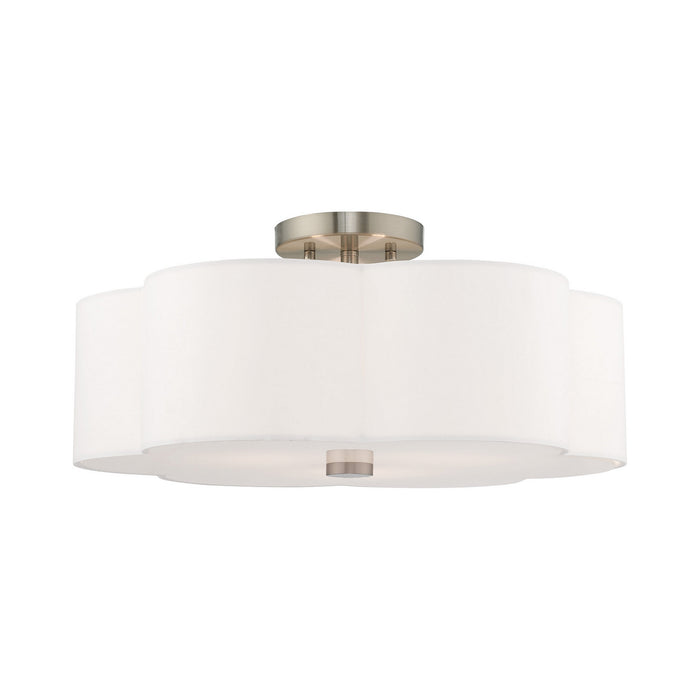 Livex Lighting 52154-91 Three Light Ceiling Mount, Brushed Nickel