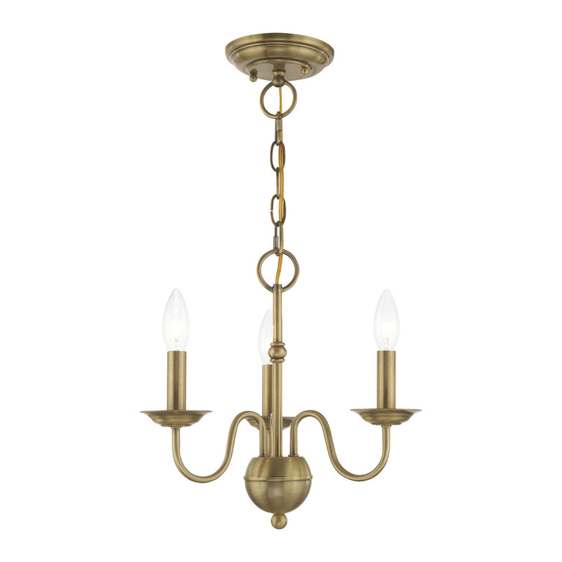 Livex Lighting 52163-01 Three Light Mini Chandelier, Antique Brass