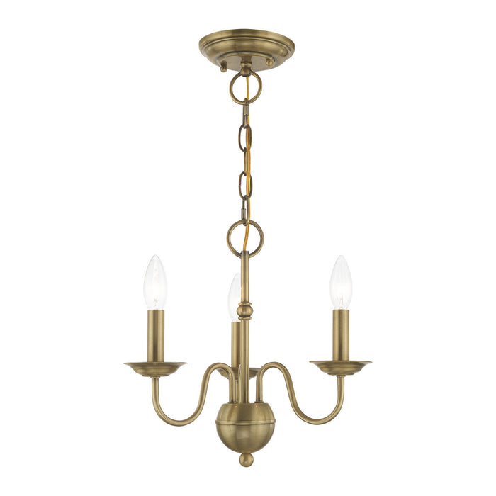 Livex Lighting 52163-01 Three Light Mini Chandelier, Antique Brass