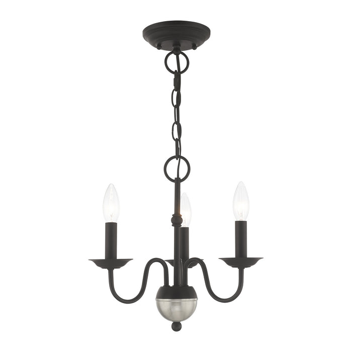 Livex Lighting 52163-04 Three Light Mini Chandelier, Black w/ Brushed Nickel