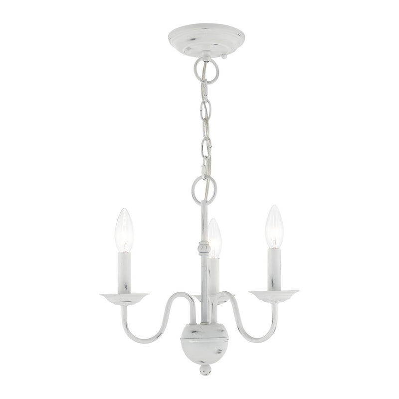 Livex Lighting 52163-60 Three Light Mini Chandelier, Antique White