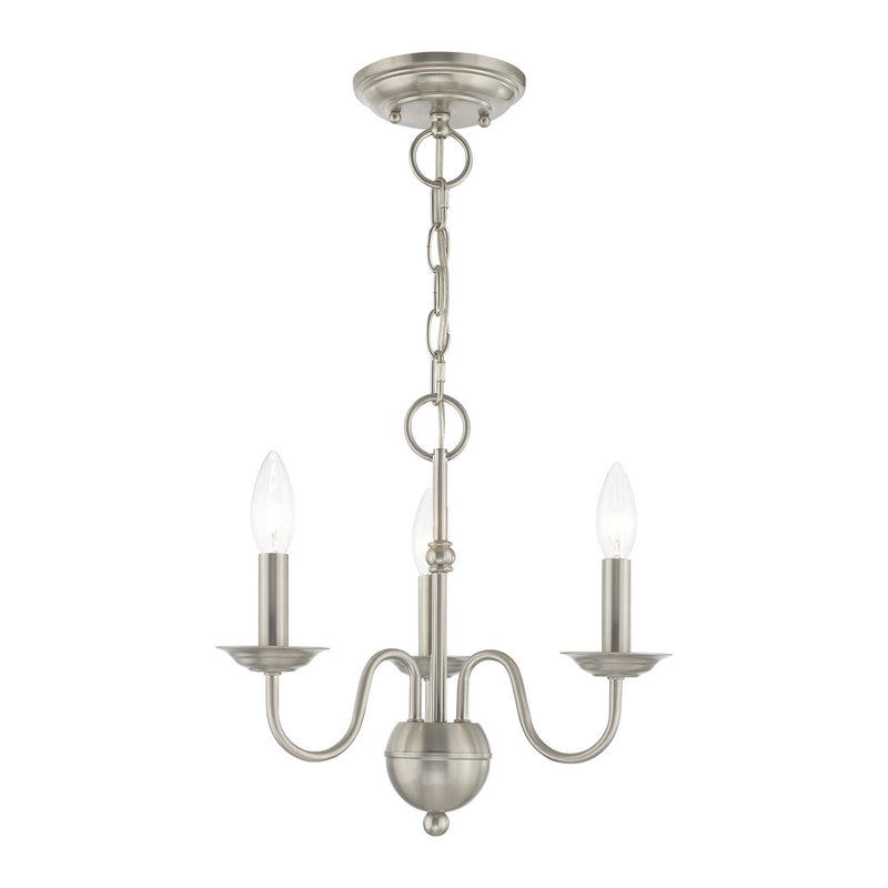 Livex Lighting 52163-91 Three Light Mini Chandelier, Brushed Nickel